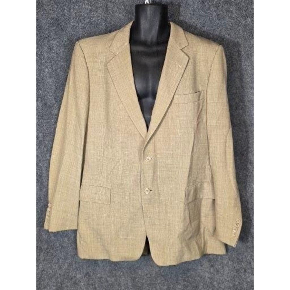 Vintage Christian Dior Men Blazer Tan Textured Wool Hart Schaffner Marx 40R Work